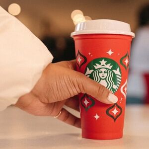 Starbucks 2023 Red Limited Edition Red White Green Ornament Reusable Hol…